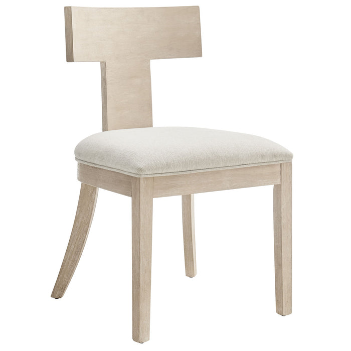 Peregrine Wood and Fabric Upholstered Dining Chairs Set of 2