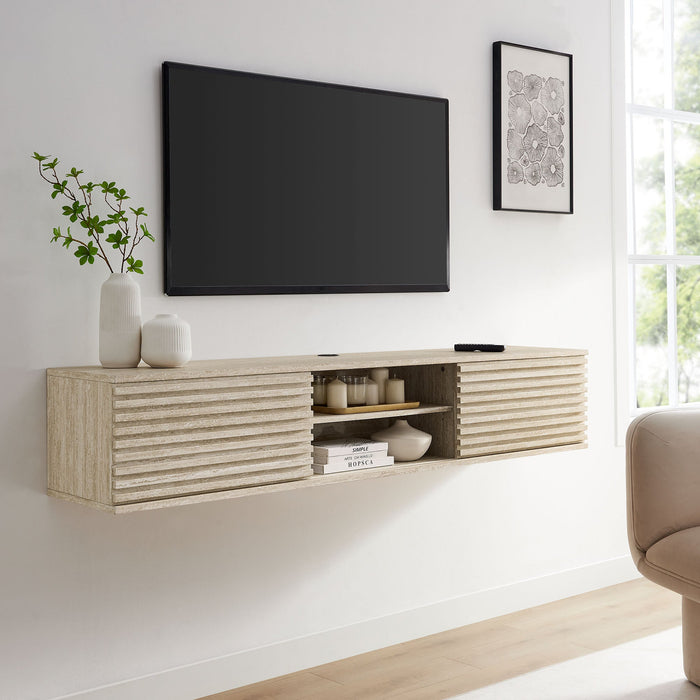 Render 70" Faux Travertine Wall-Mount Media Console TV Stand