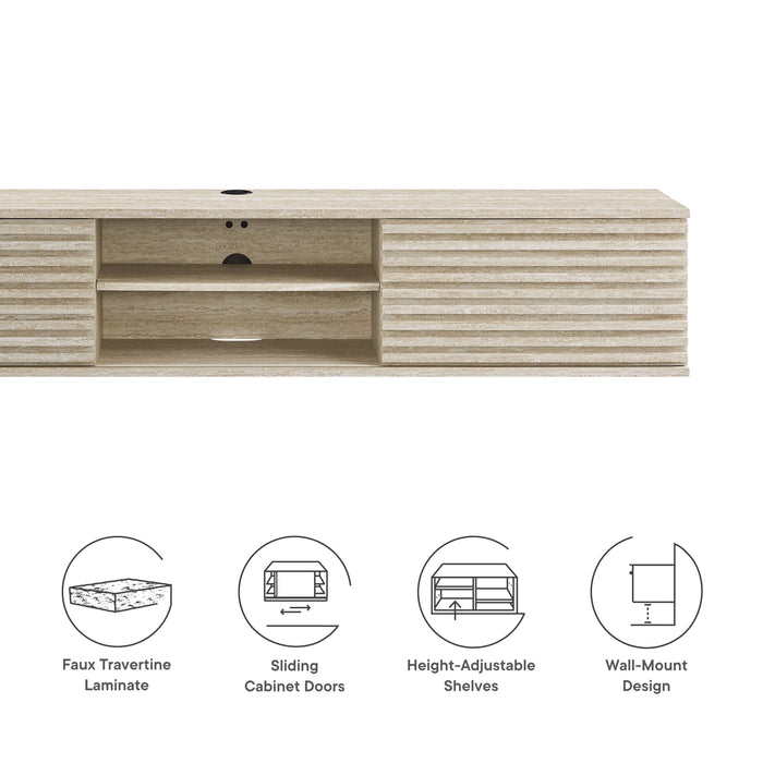 Render 70" Faux Travertine Wall-Mount Media Console TV Stand