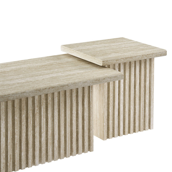 Render Nesting Faux Travertine Coffee Tables Set of 2