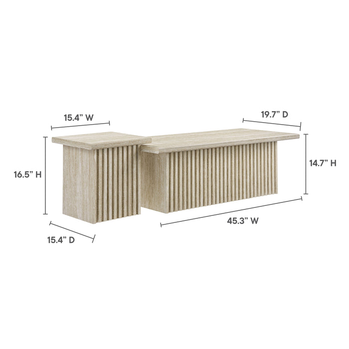 Render Nesting Faux Travertine Coffee Tables Set of 2