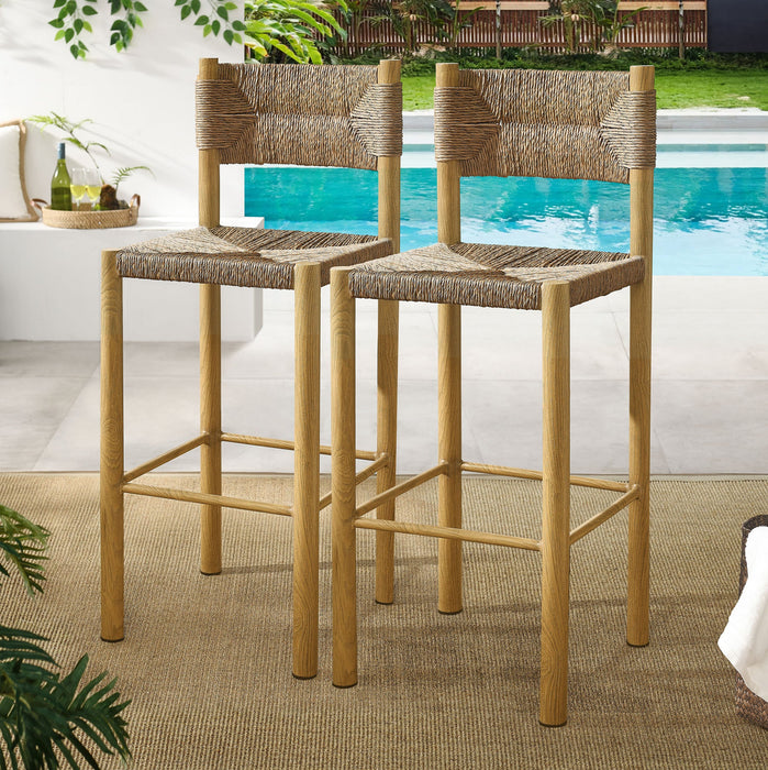 Parkland Outdoor Patio Rattan and Aluminum Bar Stools Set of 2