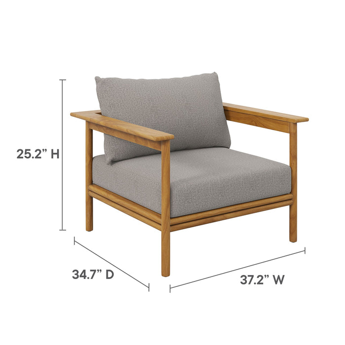 Wren Outdoor Patio Teak Wood Armchair and Ottoman Set