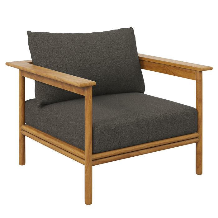 Wren Outdoor Patio Teak Wood Armchair and Ottoman Set