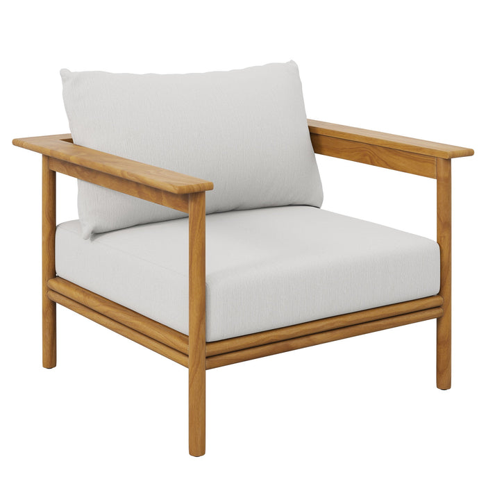 Wren Outdoor Patio Teak Wood Armchair and Ottoman Set