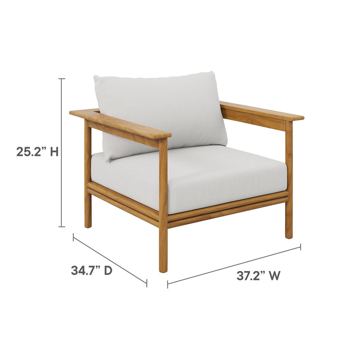 Wren Outdoor Patio Teak Wood Armchair and Ottoman Set