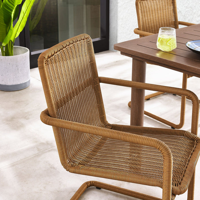 Abacus Outdoor Patio Wicker Dining Chairs Set of 2