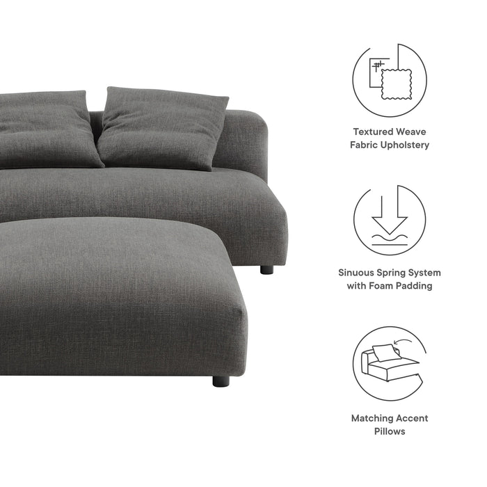 Solace  Modular Upholstered Fabric Armless Loveseat and Ottoman Set