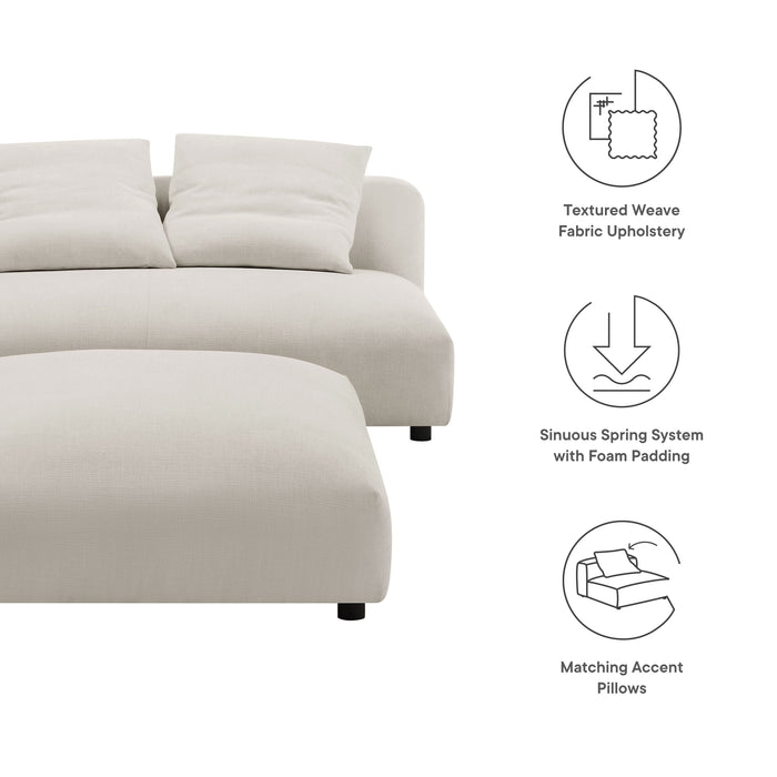 Solace Modular Upholstered Fabric Armless Loveseat and Ottoman Set