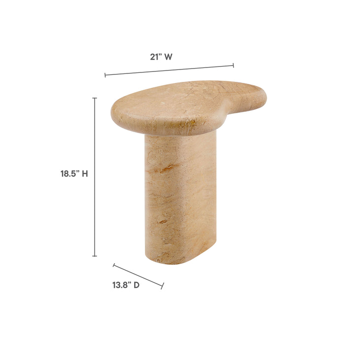 Elowen Indoor - Outdoor Patio Textured Faux Travertine Side Table