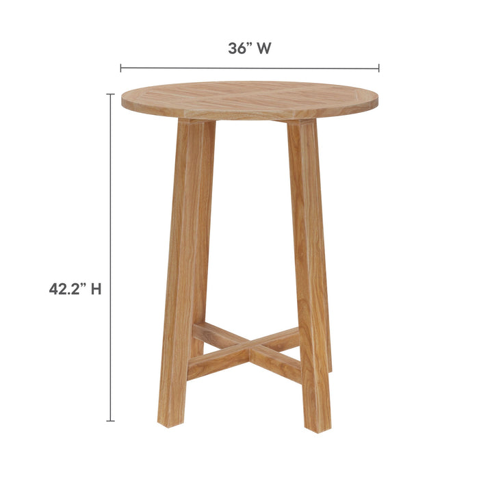 Wellspring 36" Outdoor Patio Teak Wood Bar Table