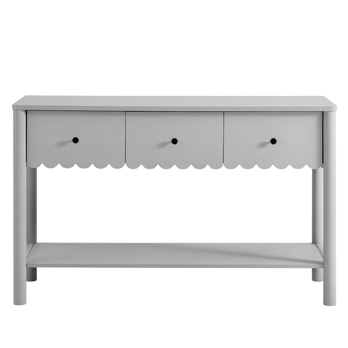 Emmeline 3-Drawer Scalloped Console Table