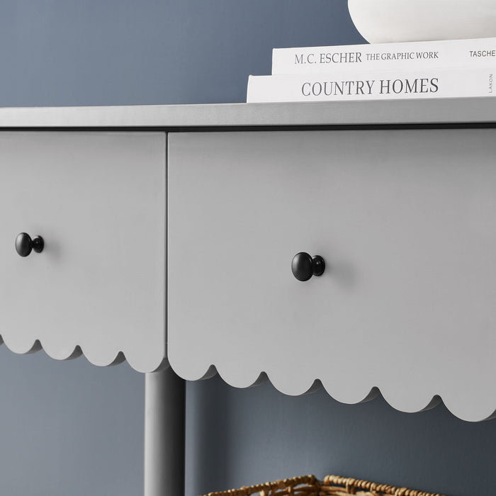 Emmeline 3-Drawer Scalloped Console Table