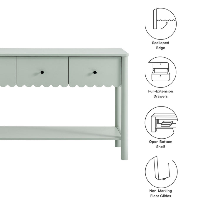 Emmeline 3-Drawer Scalloped Console Table