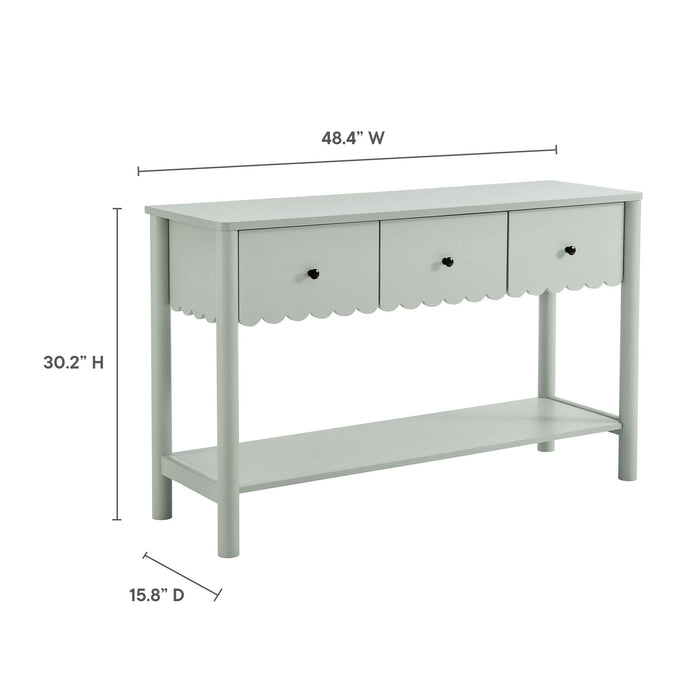 Emmeline 3-Drawer Scalloped Console Table