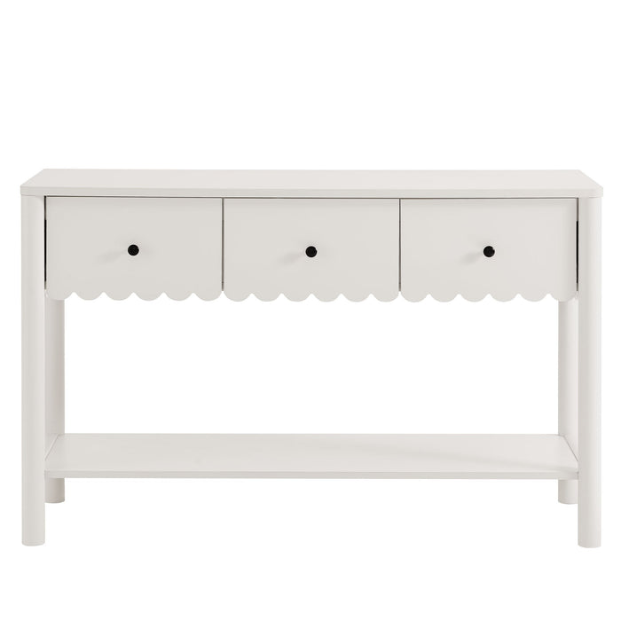 Emmeline 3-Drawer Scalloped Console Table