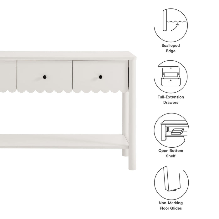 Emmeline 3-Drawer Scalloped Console Table