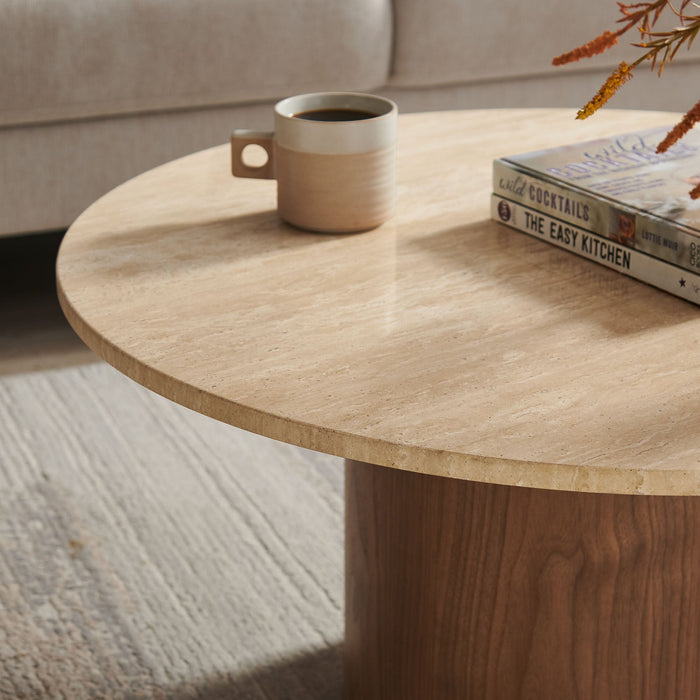 Kioni Round Travertine Coffee Table