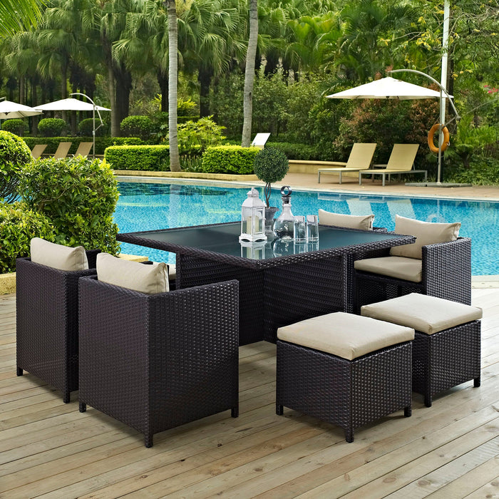 Inverse 9 Piece Outdoor Patio Dining Set