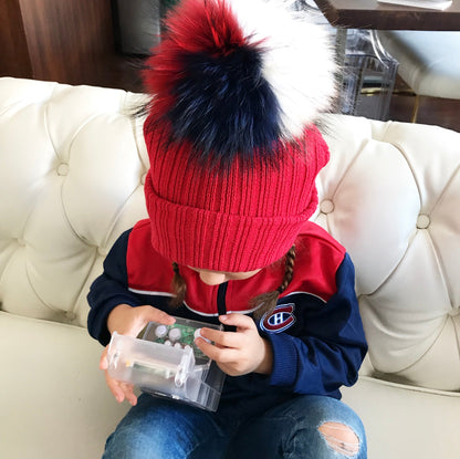 Tuque Enfant Doublée | Kid Knit Beanie TRICOLORE - Pominie