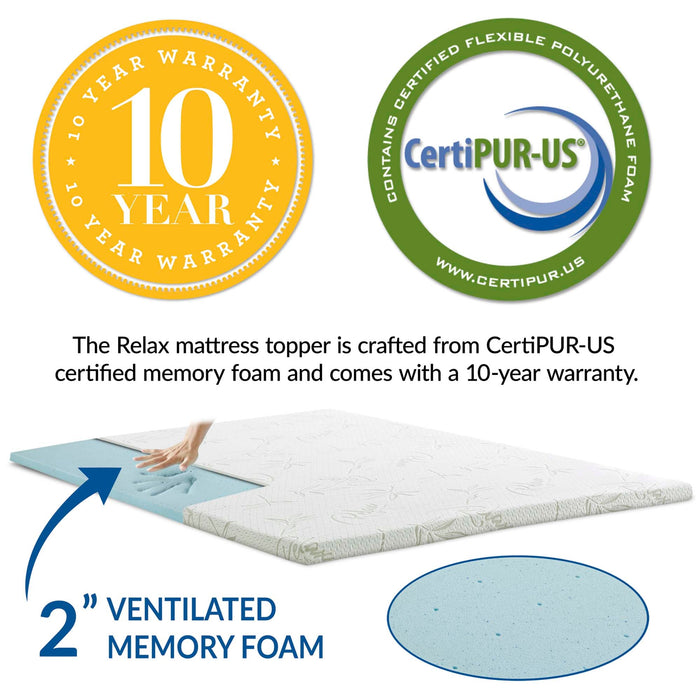 Relax 2" Gel Memory Foam Mattress Topper