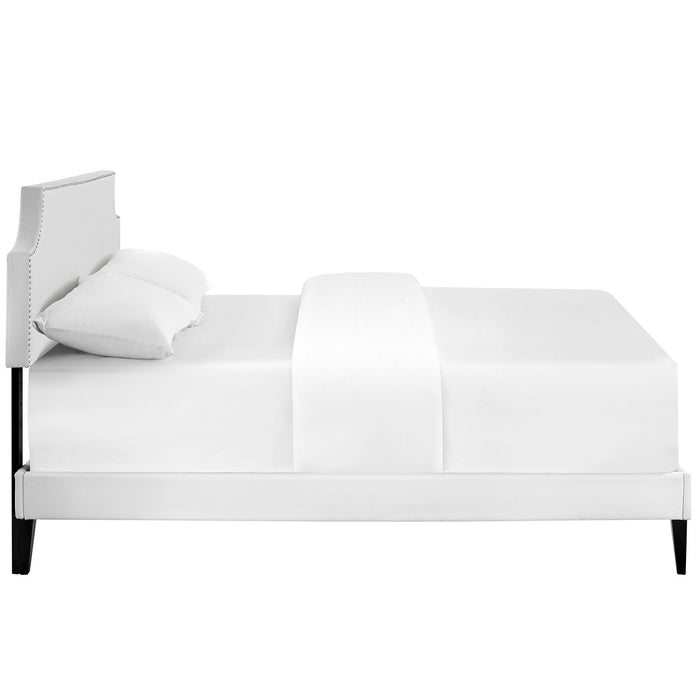 Laura Fabric Platform Bed with Squared Tapered Legs