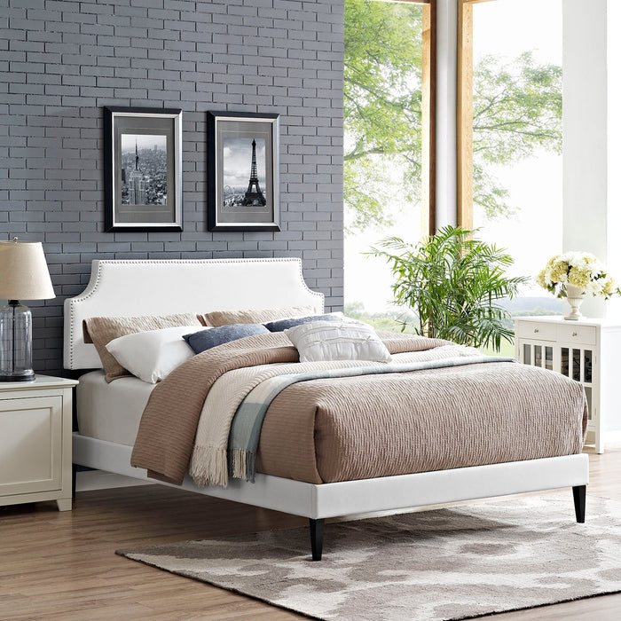 Laura Fabric Platform Bed with Squared Tapered Legs