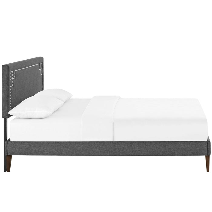 Josie Fabric Queen Platform Bed with Squared Tapered Legs