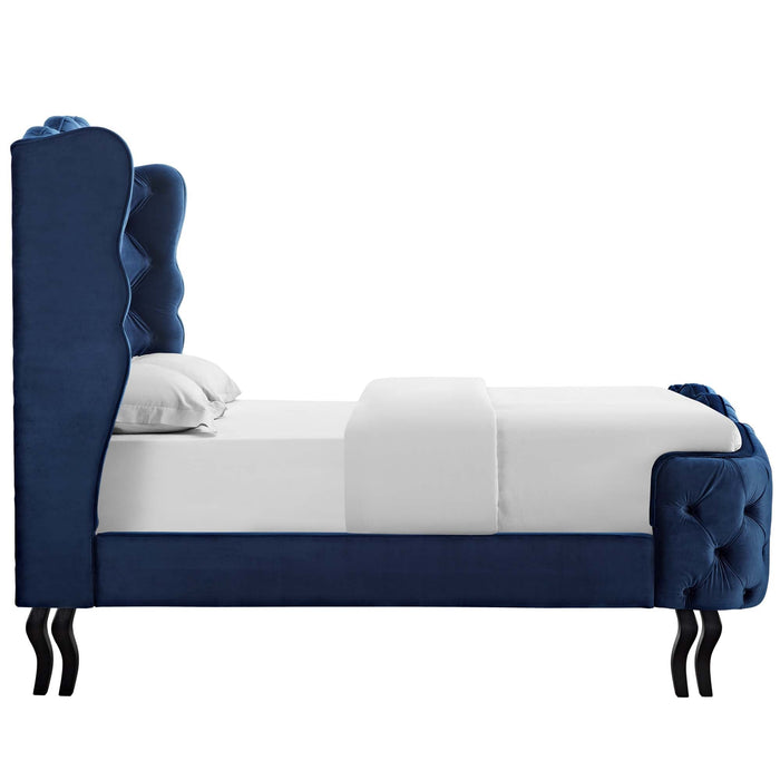 Violette Tufted Wingback Performance Velvet Platform Bed