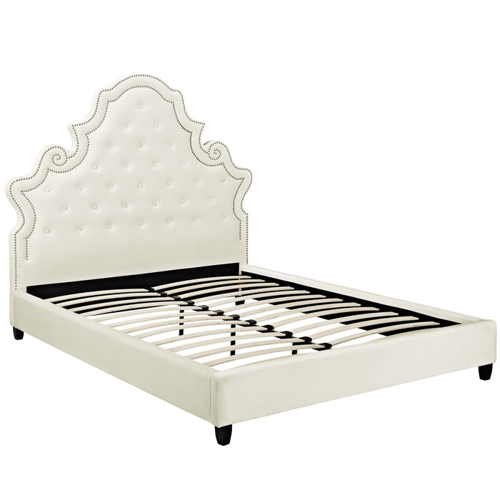 Valentina Tufted Nailhead Performance Velvet Platform Bed