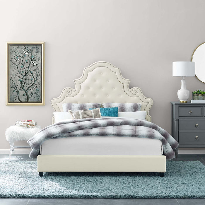 Valentina Tufted Nailhead Performance Velvet Platform Bed