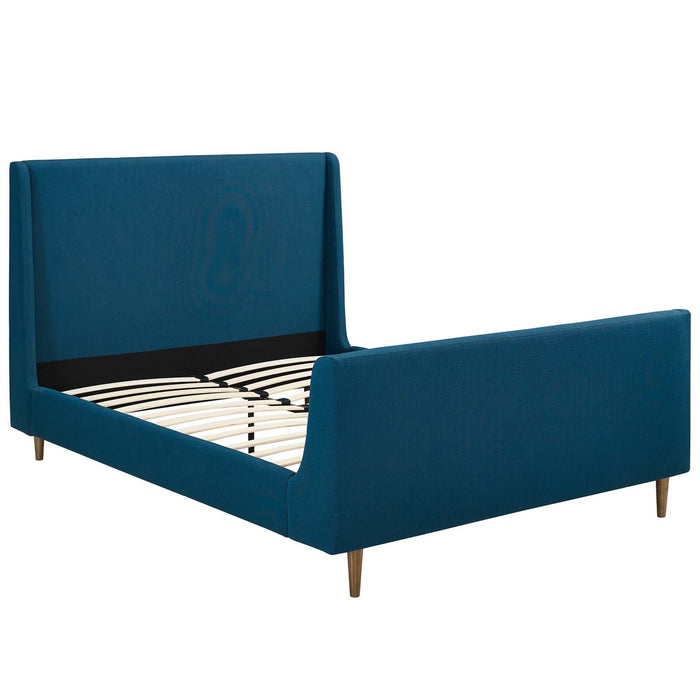 Aubree Upholstered Fabric Sleigh Platform Bed