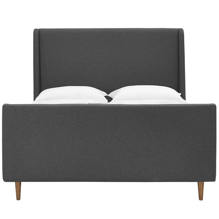 Aubree Upholstered Fabric Sleigh Platform Bed