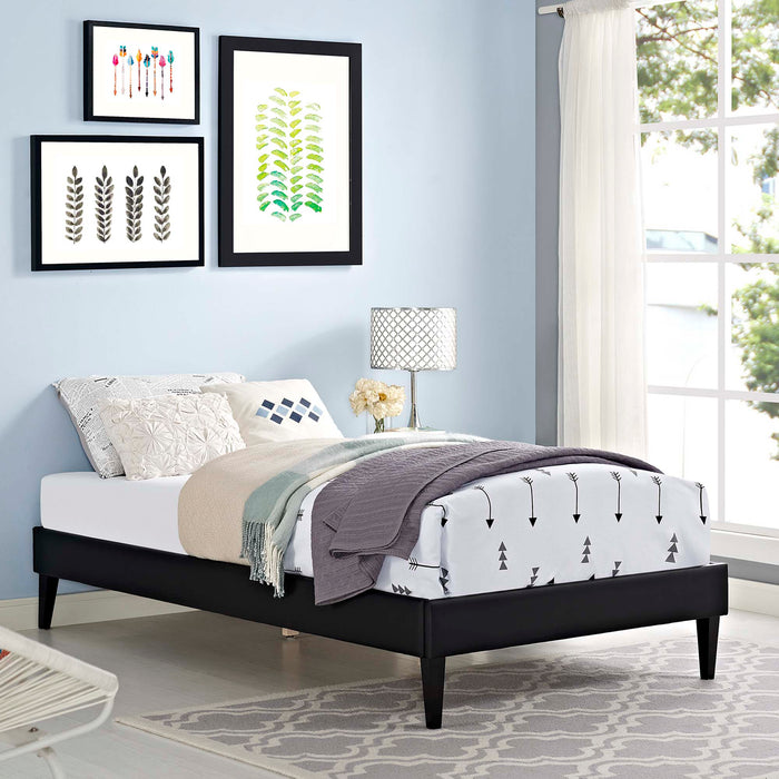 Tessie Vinyl Bed Frame with Squared Tapered Legs