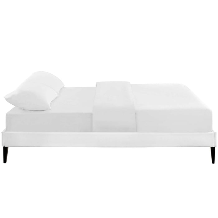 Tessie Vinyl Bed Frame with Squared Tapered Legs