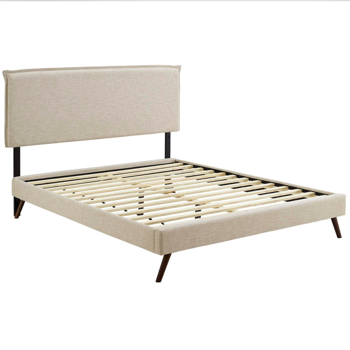 Amaris Fabric Platform Bed with Round Splayed Legs