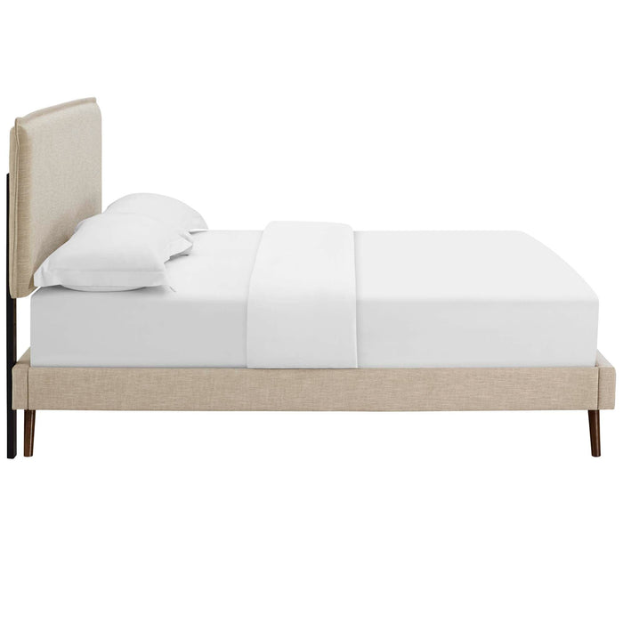 Amaris Fabric Platform Bed with Round Splayed Legs