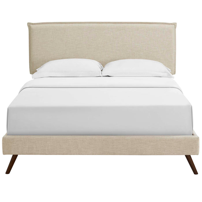 Amaris Fabric Platform Bed with Round Splayed Legs