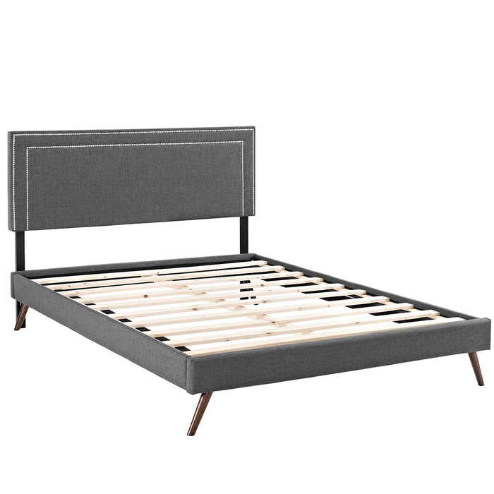 Virginia Fabric Platform Bed with Round Splayed Legs