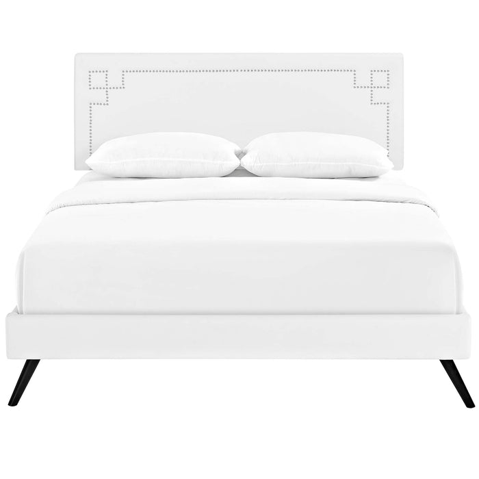 Ruthie Vinyl Platform Bed with Round Splayed Legs