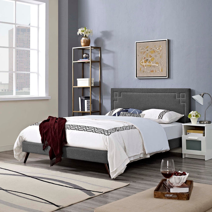 Ruthie Fabric Platform Bed with Round Splayed Legs