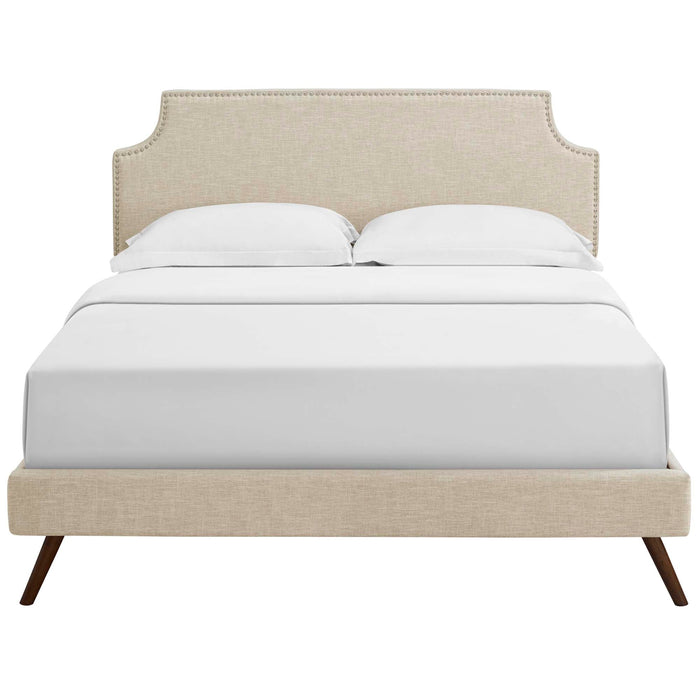 Corene Fabric Platform Bed with Round Splayed Legs