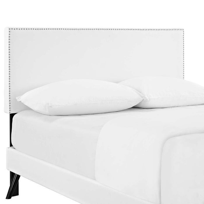 Macie Vinyl Platform Bed with Round Splayed Legs