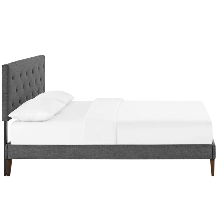 Tarah Fabric Platform Bed with Squared Tapered Legs