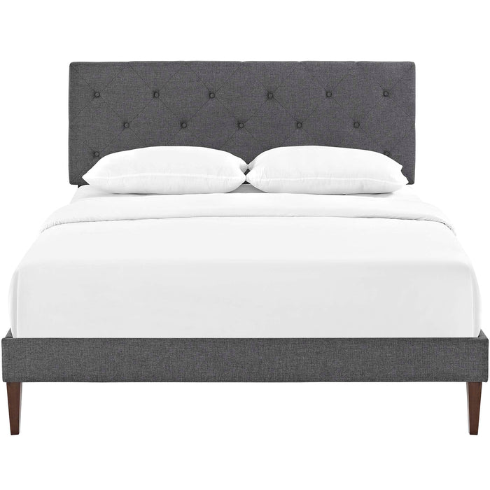 Tarah Fabric Platform Bed with Squared Tapered Legs