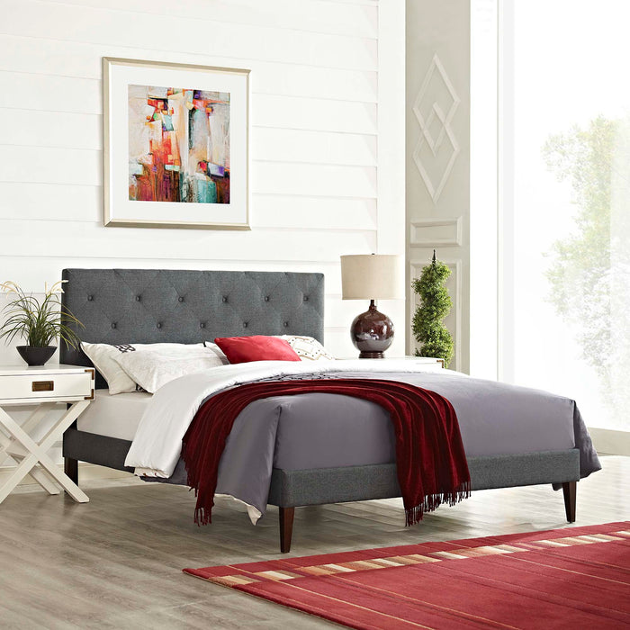 Tarah Fabric Platform Bed with Squared Tapered Legs