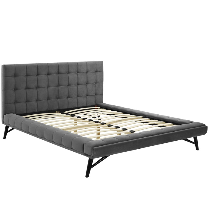 Julia Biscuit Tufted Performance Velvet Platform Bed