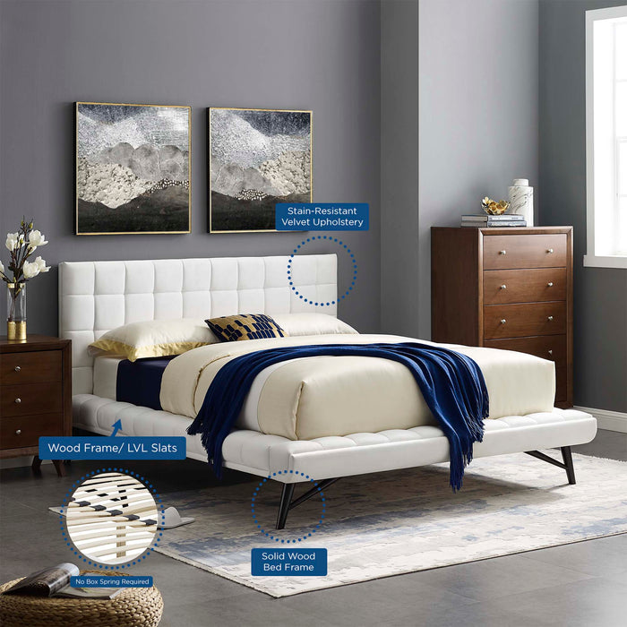 Julia Biscuit Tufted Performance Velvet Platform Bed