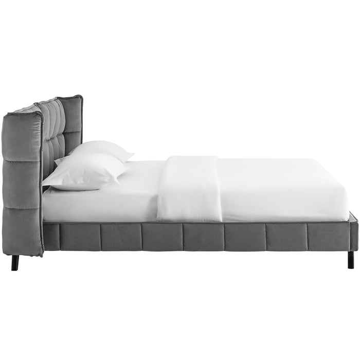 Makenna Performance Velvet Queen Platform Bed