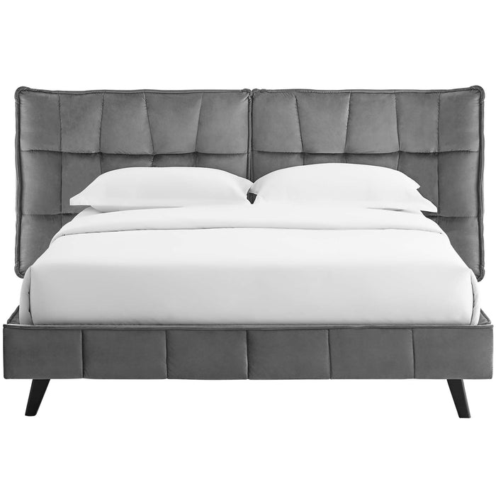 Makenna Performance Velvet Queen Platform Bed